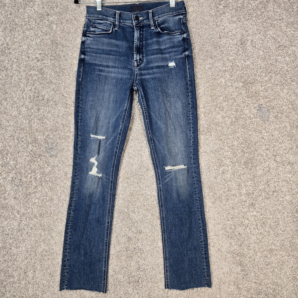 Mother Jeans Womens 27 The Mid Rise Dazzler Ankle Fray zip fly stretch